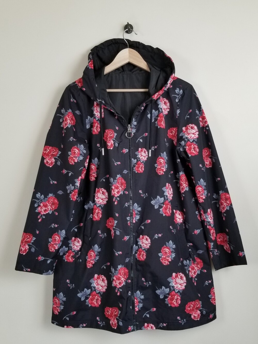 Jones New York Reversible Water Reistant Hooded Jacket Large